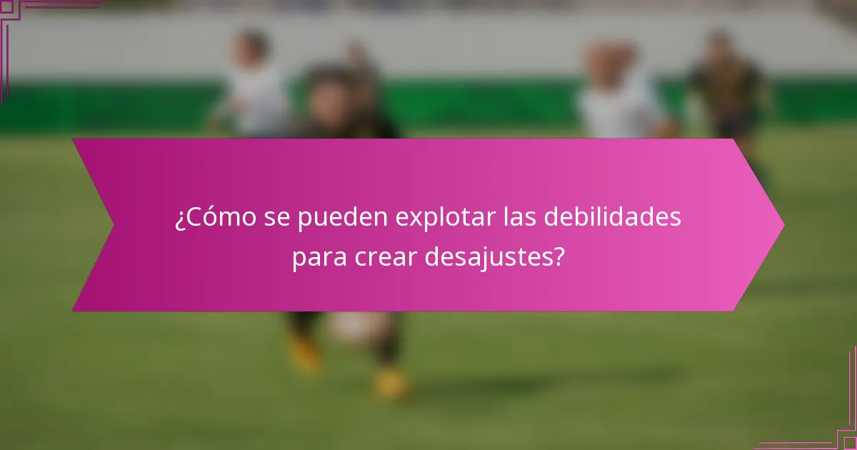 ¿Cómo se pueden explotar las debilidades para crear desajustes?