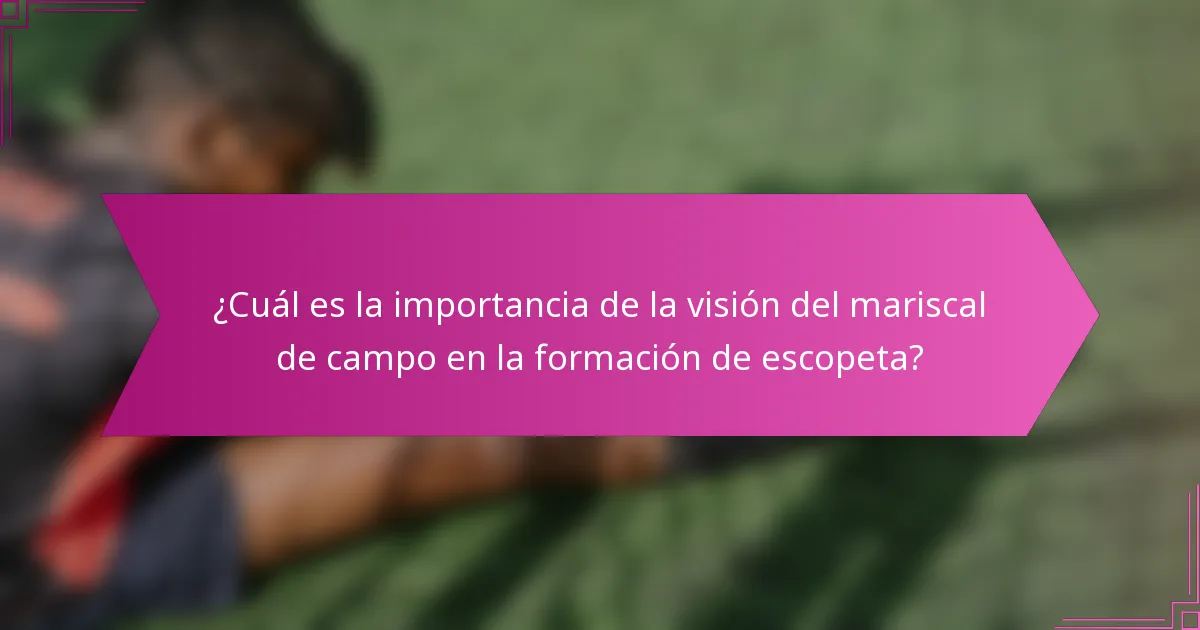 ¿Cuál es la importancia de la visión del mariscal de campo en la formación de escopeta?
